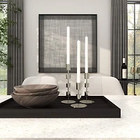 Silver Aluminum Floating Block Abstract Candle Holder with Rounded Base Set