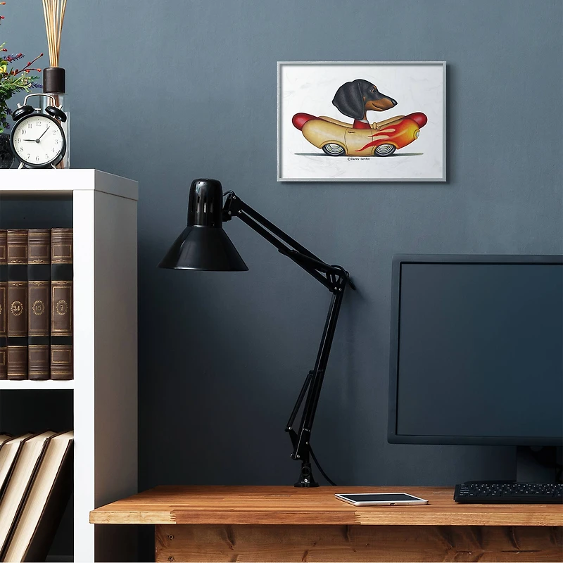 Stupell Industries Dachshund in Weenie Mobile Wall Art in Gray Frame