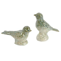 Hello Honey® Green Debossed Ceramic Bird Figurines Set