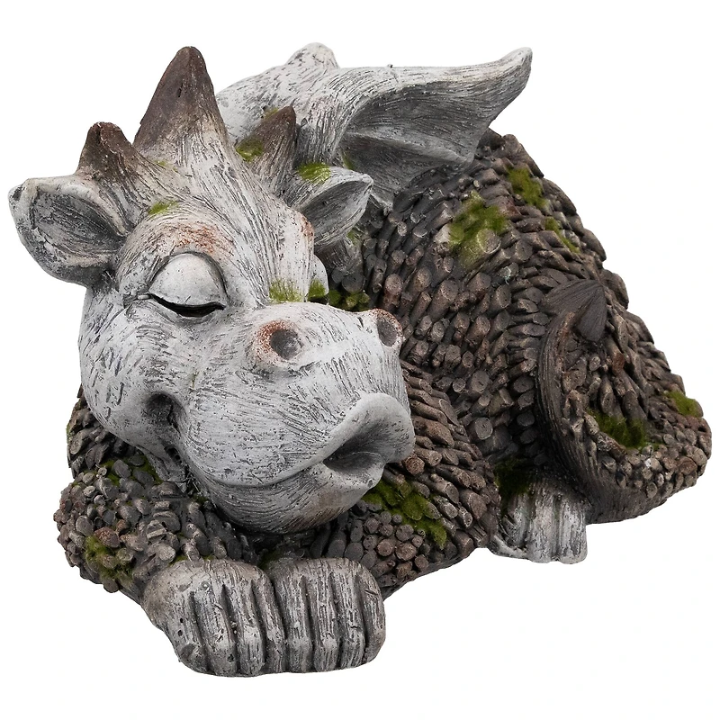 14.25" Sleeping Dragon Outdoor Garden Statue