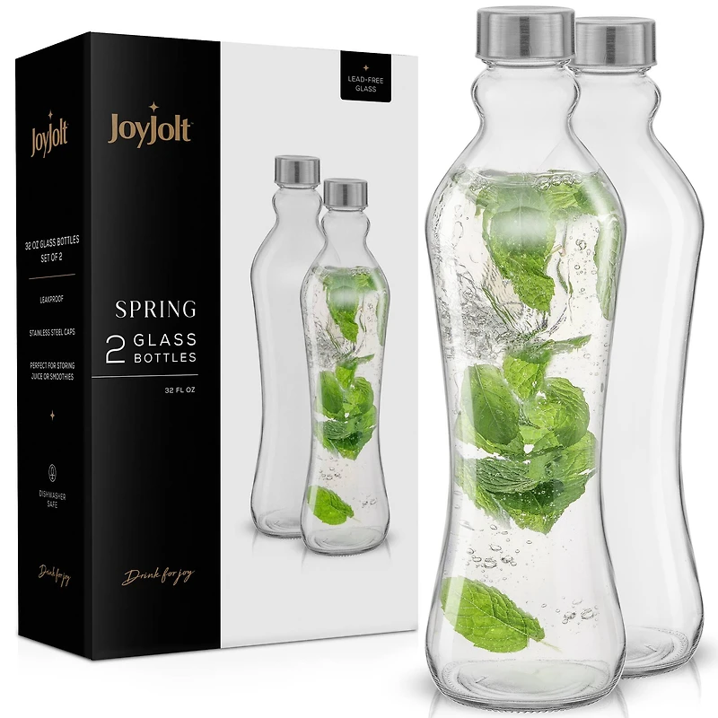 JoyJolt® 32oz. Glass Water Bottles, 2ct.