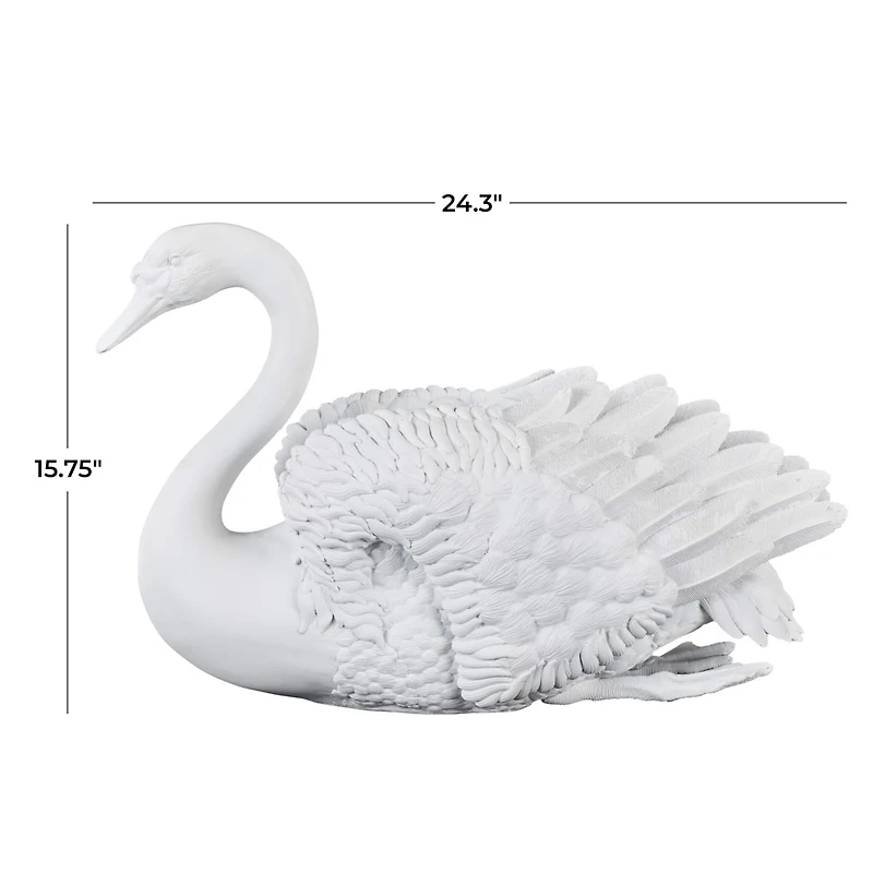24" White Swan Sculpture