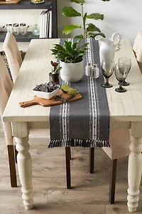 DII® 72" Dobby Striped Fringe Ribbed Table Runner