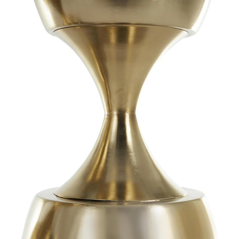 Gold Hourglass Shaped Metal Planter Set with Elevated Base