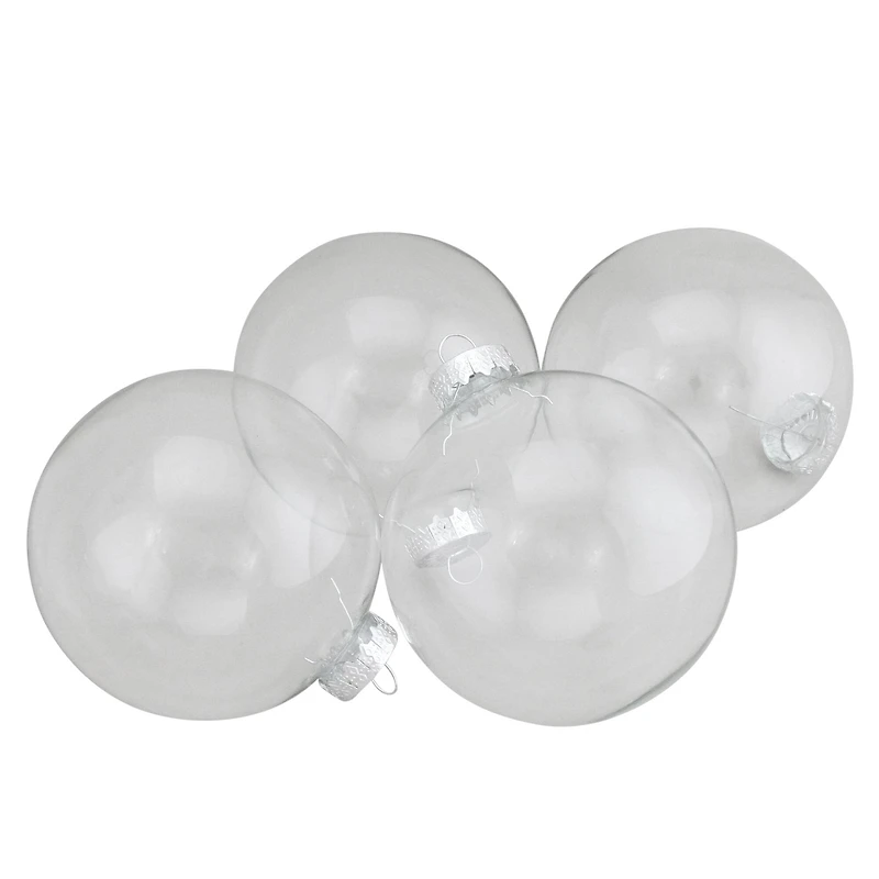 4ct. 4" Clear Glass Ball Ornaments