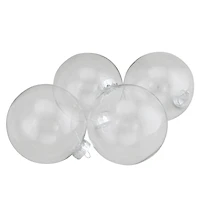 4ct. 4" Clear Glass Ball Ornaments