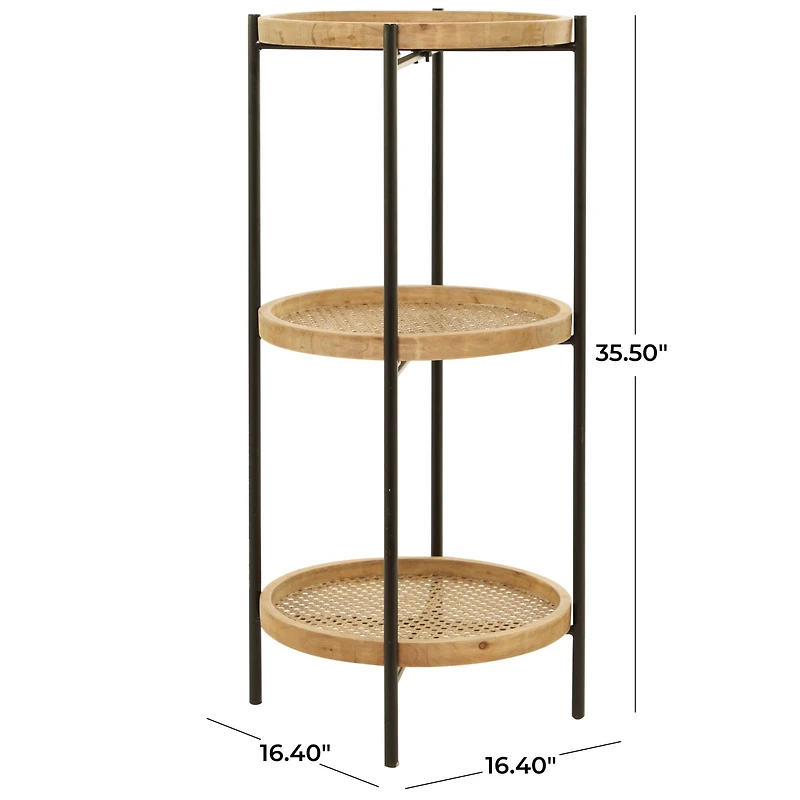 Brown Metal 3 Shelves Shelving Unit 16" x 16" x 34"