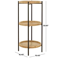 Brown Metal 3 Shelves Shelving Unit 16" x 16" x 34"