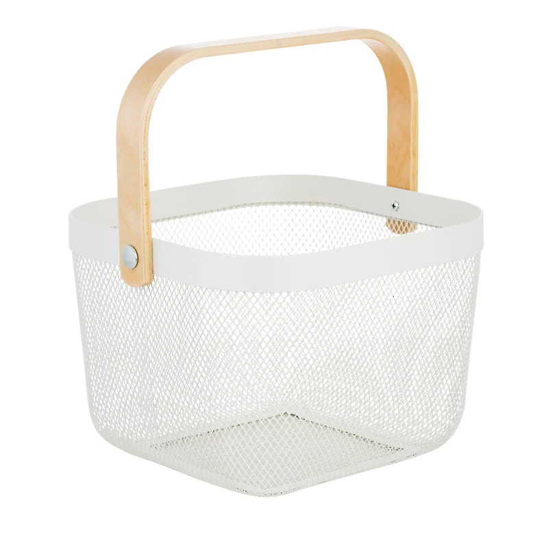 Simplify White Mesh Tote with Bamboo Handle