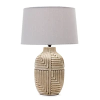 24" Ceramic & Linen Table Lamp