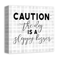 Caution Dog Kisses Canvas Wall Art