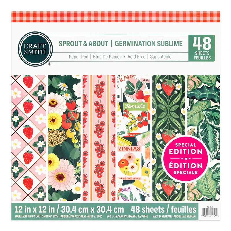 Craft Smith 12" x 12" Sprout & About Paper Pad, 48 Sheets