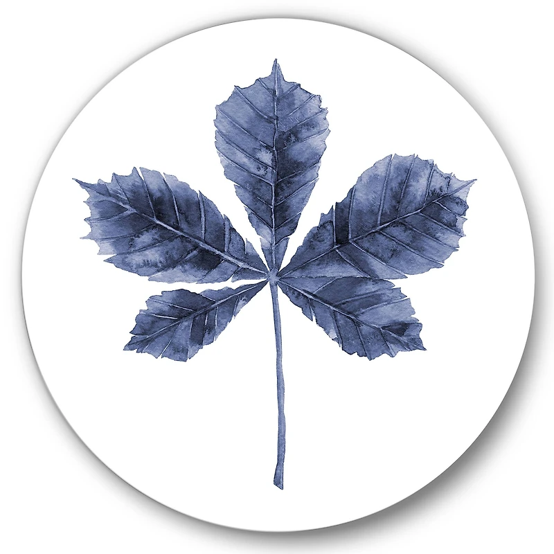 Designart - Navy Blue Chestnut Leaf