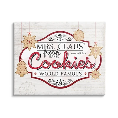 Stupell Industries Vintage Mrs. Claus Cookies Sign Canvas Wall Art