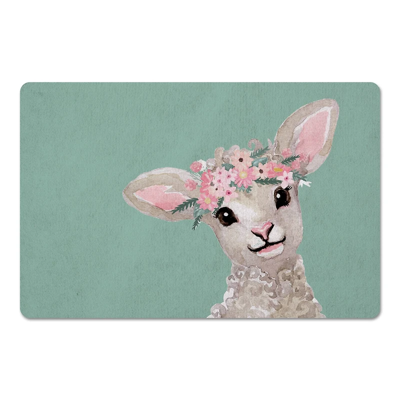 18" x 27" Lamb with Flower Crown Floor Mat