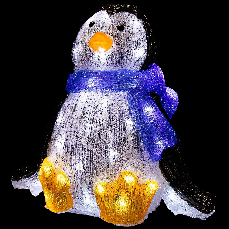 11.5" Lighted Commercial Grade Acrylic Sitting Baby Penguin Christmas Display Decoration