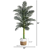 8ft. Golden Cane Palm Tree in Handmade Natural Cotton Planter