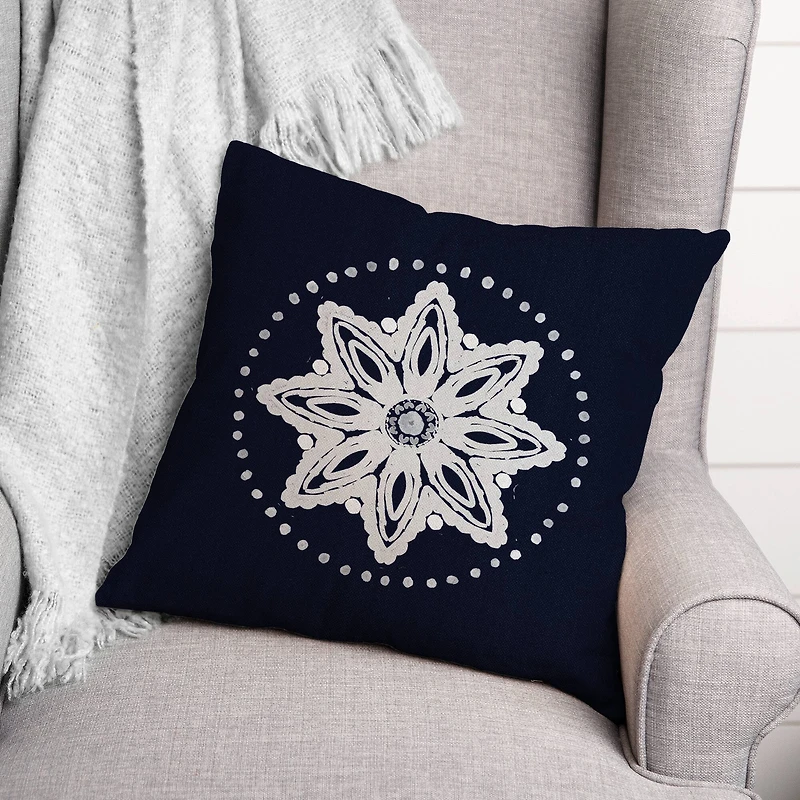 Navy Medallion 2 Throw Pillow 18" x 18"
