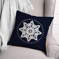 Navy Medallion 2 Throw Pillow 18" x 18"