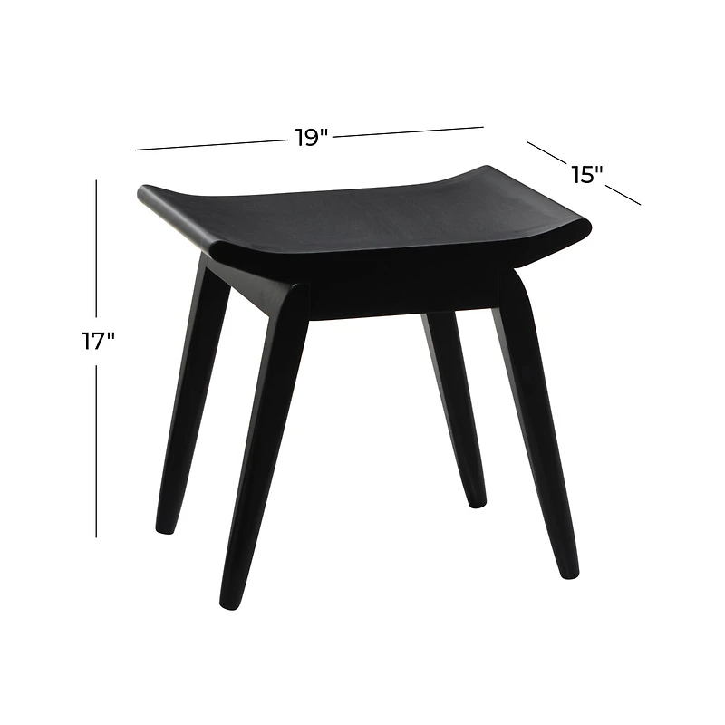 17'' Black Wood Traditional Stool