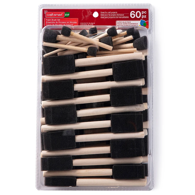 3 Packs: 60 ct. (180 total) Foam Brush Value Set by Craft Smart®