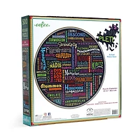 eeBoo Piece & Love "100 Great Words" 500 Piece Round Jigsaw Puzzle