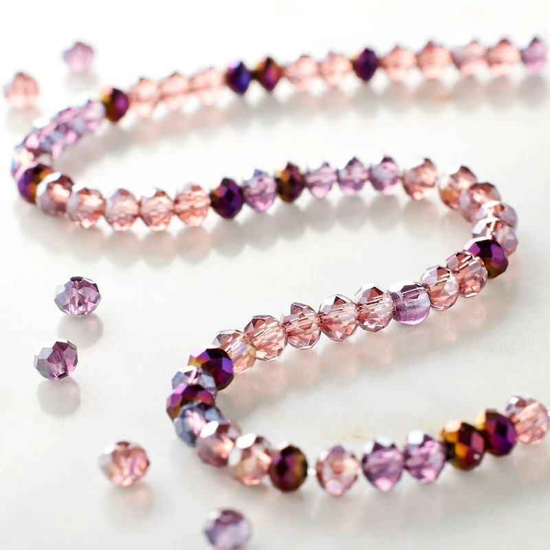 Amethyst Rondelle Glass Beads, 3mm by Bead Landing™