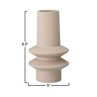 Hello Honey® 9" Taupe Modern Sculptural Stoneware Vase with Latex Glaze