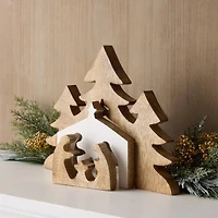 12" Brown Nesting Wood Nativity Display
