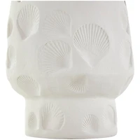10" White Ceramic Shell Vase with Circular Cutouts
