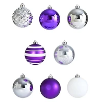 64ct. 3" Purple & Silver Shatterproof Ball Ornaments