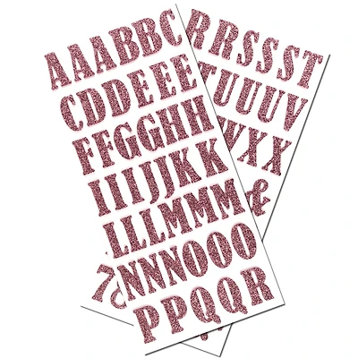 12 Pack: Blush Bernhard Condensed Glitter Alphabet Stickers by Recollections™