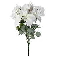 19" Snowy White Poinsettia & Hydrangea Mix Deluxe Bush by Ashland®