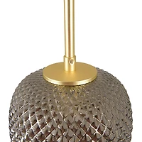 Hello Honey® Smoked Embossed Glass Shade Pendant Lamp with Brass Accents