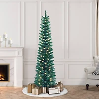 6ft. Pre-Lit Green Tinsel Artificial Christmas Tree, Clear Lights