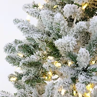 6.5ft. Pre-Lit Snowy Chatham Slim Artificial Christmas Tree, Warm White LED Lights