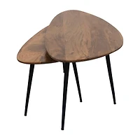 Hello Honey® Mid-Century Modern Wood & Metal Organic Shaped Nesting Table Set