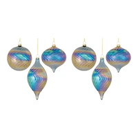 6ct. Iridescent Glass Swirl Ornaments