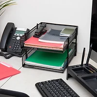 Mind Reader Black 2 Piece Stackable Metal Mesh Letter Tray