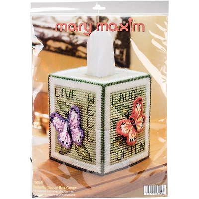 Mary Maxim 5'' Butterfly Plastic Canvas Tissue Box Kit, 7ct.