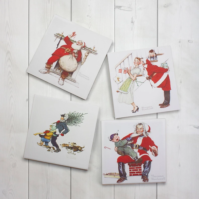 Classic Norman Rockwell Christmas Scene Canvas Prints Set