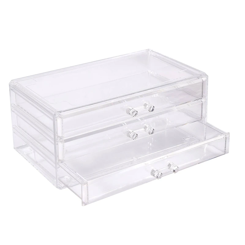 Cecilia Tech 9.5" Clear Stackable 3 Slim Drawer Jewelry Box