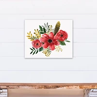 Feathers and Red Flowers 16" x 20" Canvas Wall Art