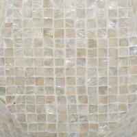 19'' Cream Mussel Shells and Wood Contemporary Accent Table