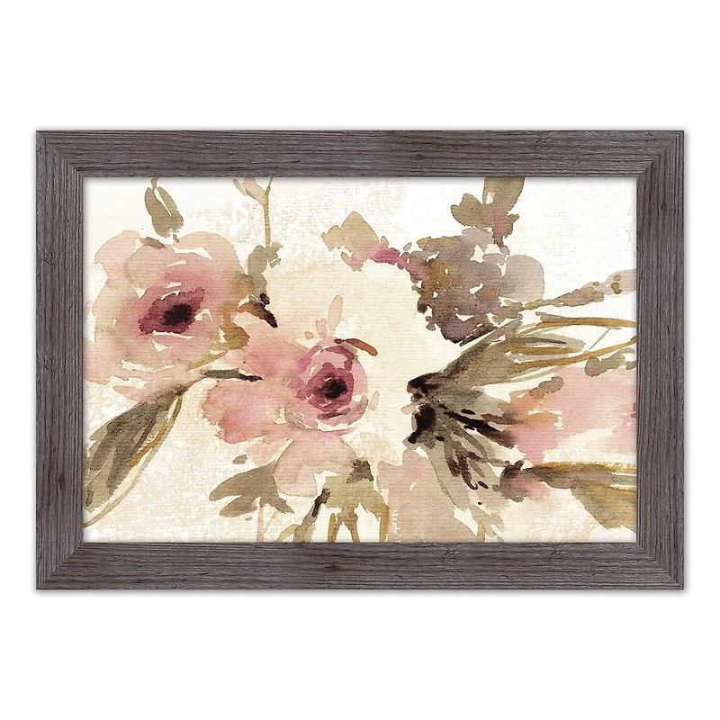 Pink Flowers 24" x 16" Western Gray Framed Print