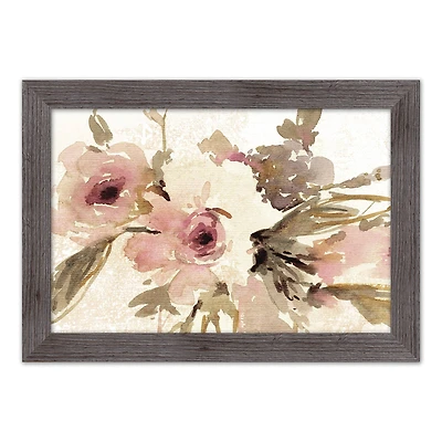 Pink Flowers 24" x 16" Western Gray Framed Print