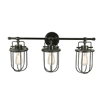 Hello Honey® 28" Black Industrial Metal Cage 3-Light Wall Sconce