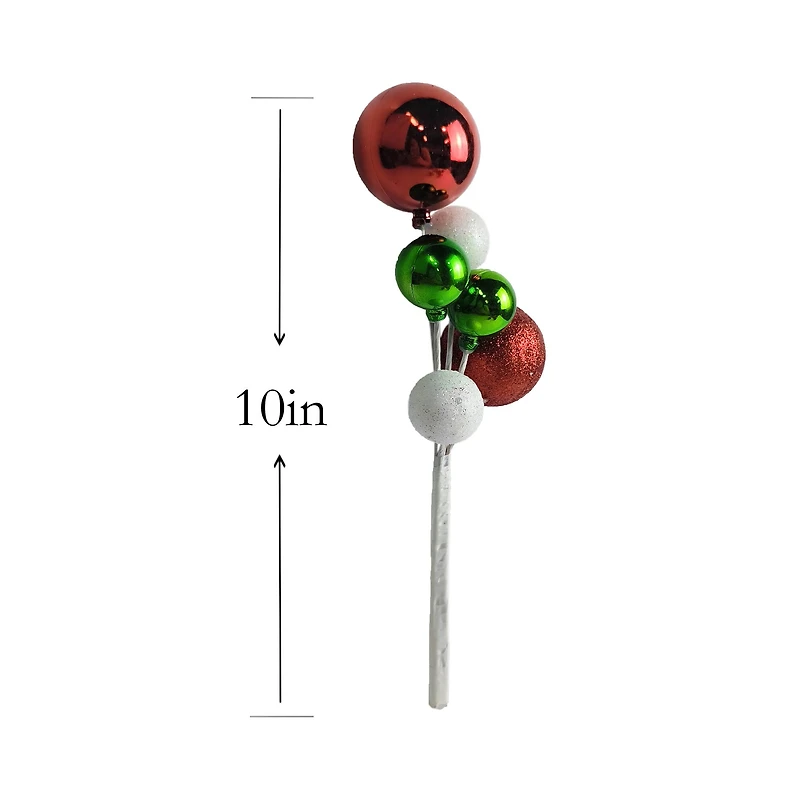 10" Red, Green & White Ball Ornament Pick by Ashland®