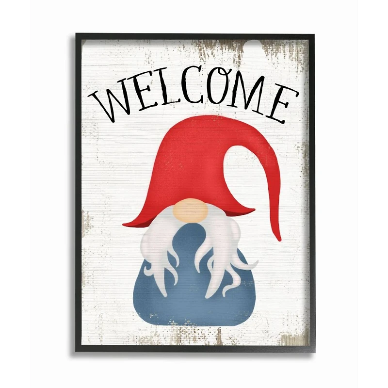 Stupell Industries Welcome Gnome Mythical Garden Elf Pun Framed Wall Art