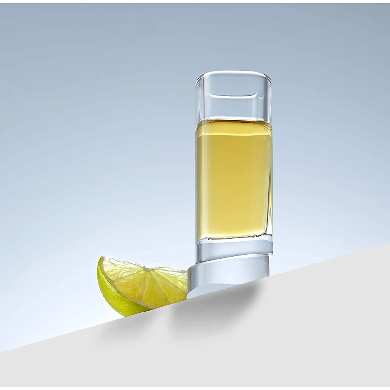 JoyJolt® 1.5oz. Aqua Vitae Square Off Base Shot Glasses, 4ct.